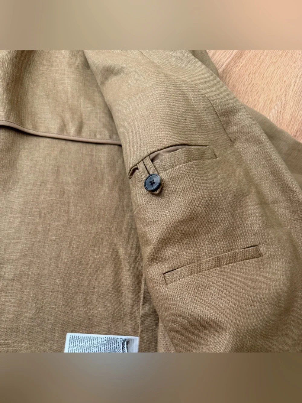 Banana Republic Linen Double Breasted Blazer Iced Latte Tan Size 18